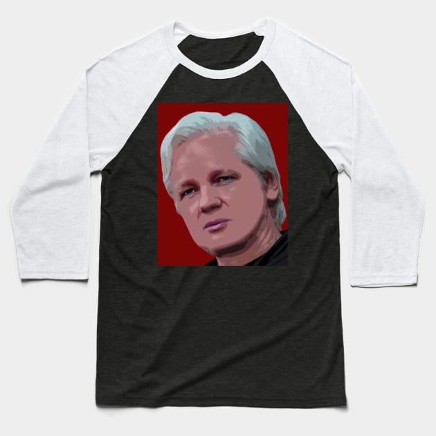 Julian Assange Baseball T-Shirt by oryan80